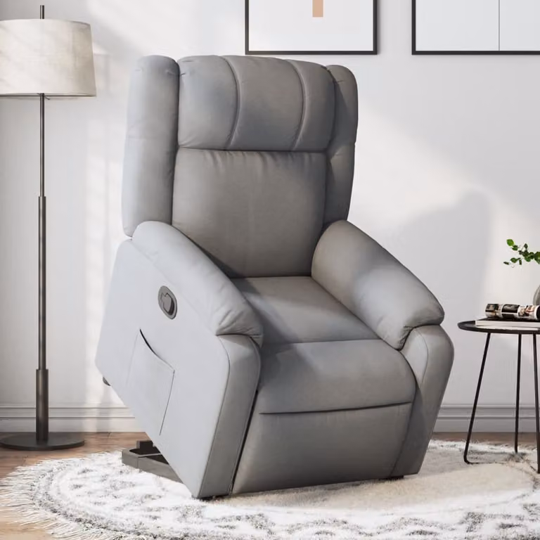 vidaXL Poltrona Alzapersona Reclinabile Grigia in Tessuto con Assistenza Elettrica per Senior