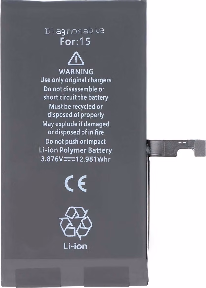 Avizar, batteria iPhone 15 3,87V 3349mAh diagnosticabile, nero