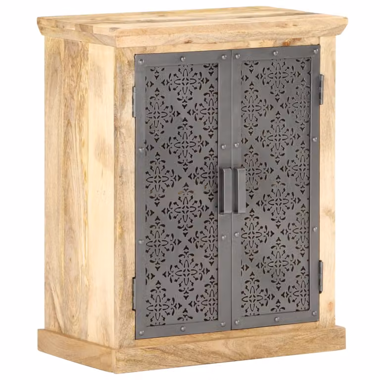 vidaXL Credenza con ante in acciaio 60x35x75 cm in legno massiccio di mango