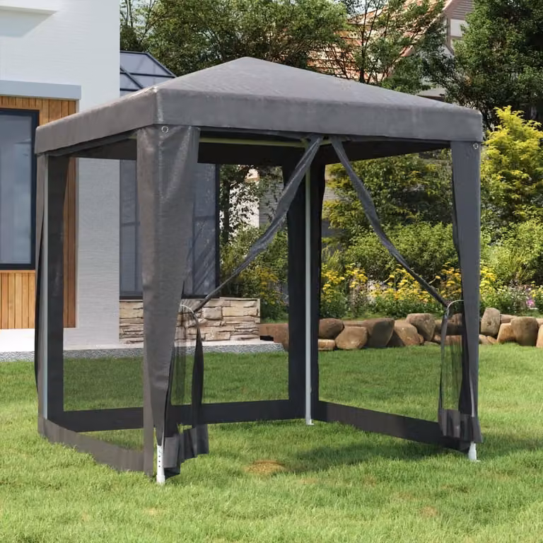 Tenda per feste The Living Store con 4 pareti laterali in rete antracite 2x2 m HDPE