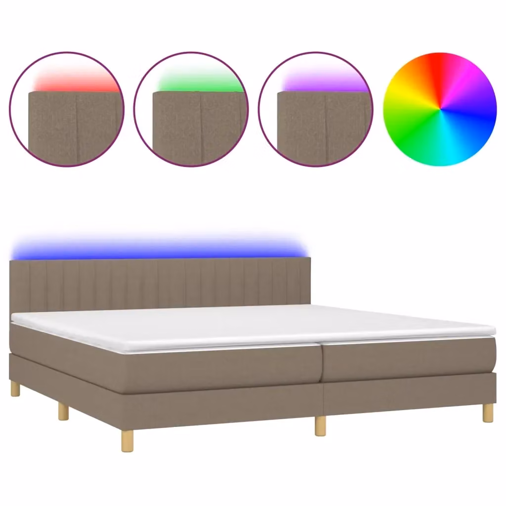 Letto con Materasso a Molle vidaXL in Tessuto con Illuminazione LED e Porte USB, L/P: 200 x 200 cm – 2