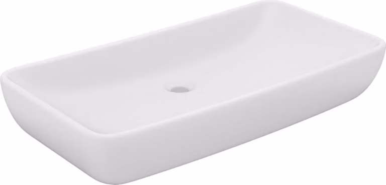 Lavandino Luxury Rettangolare Bianco Opaco 71x38cm Vetroceramica