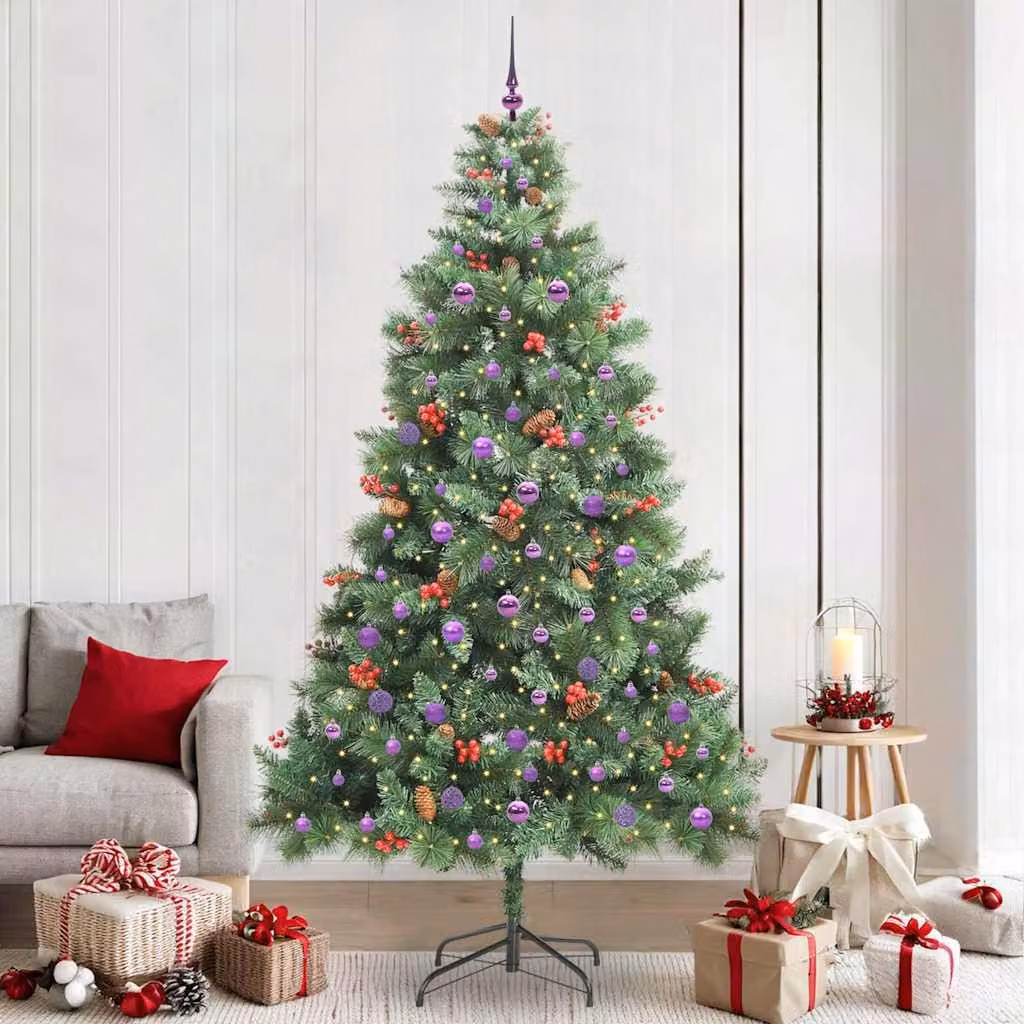 Maison Exclusive - Albero di Natale artificiale con 300 luci a LED, luce bianca calda, realizzato in PVC e metallo