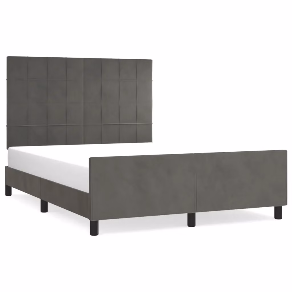 Giroletto vidaXL in Velluto Grigio senza Materasso L/P/H: 140 x 190 cm – 2