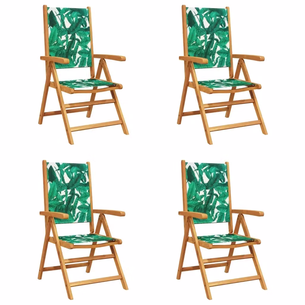Set di 4 sedie pieghevoli reclinabili vidaXL in legno di acacia oliato e tessuto verde resistente ai raggi UV – 2