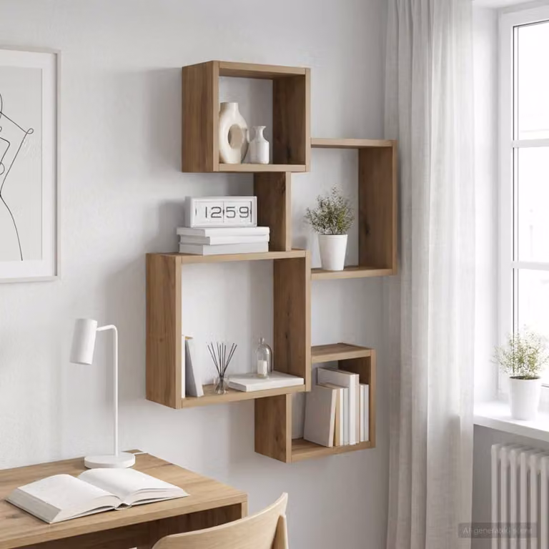 vidaXL Mensola Cubo da Parete Moderna in Rovere Marrone con Design Open Back per Soggiorno o Ufficio in Casa