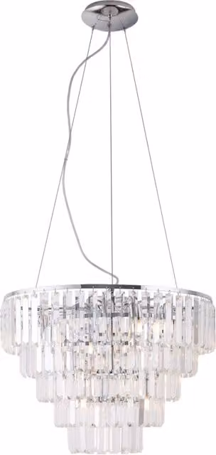 Lampadario glamour Maxlight MONACO in metallo cromato e cristallo trasparente, Ø60 cm, 15xG9