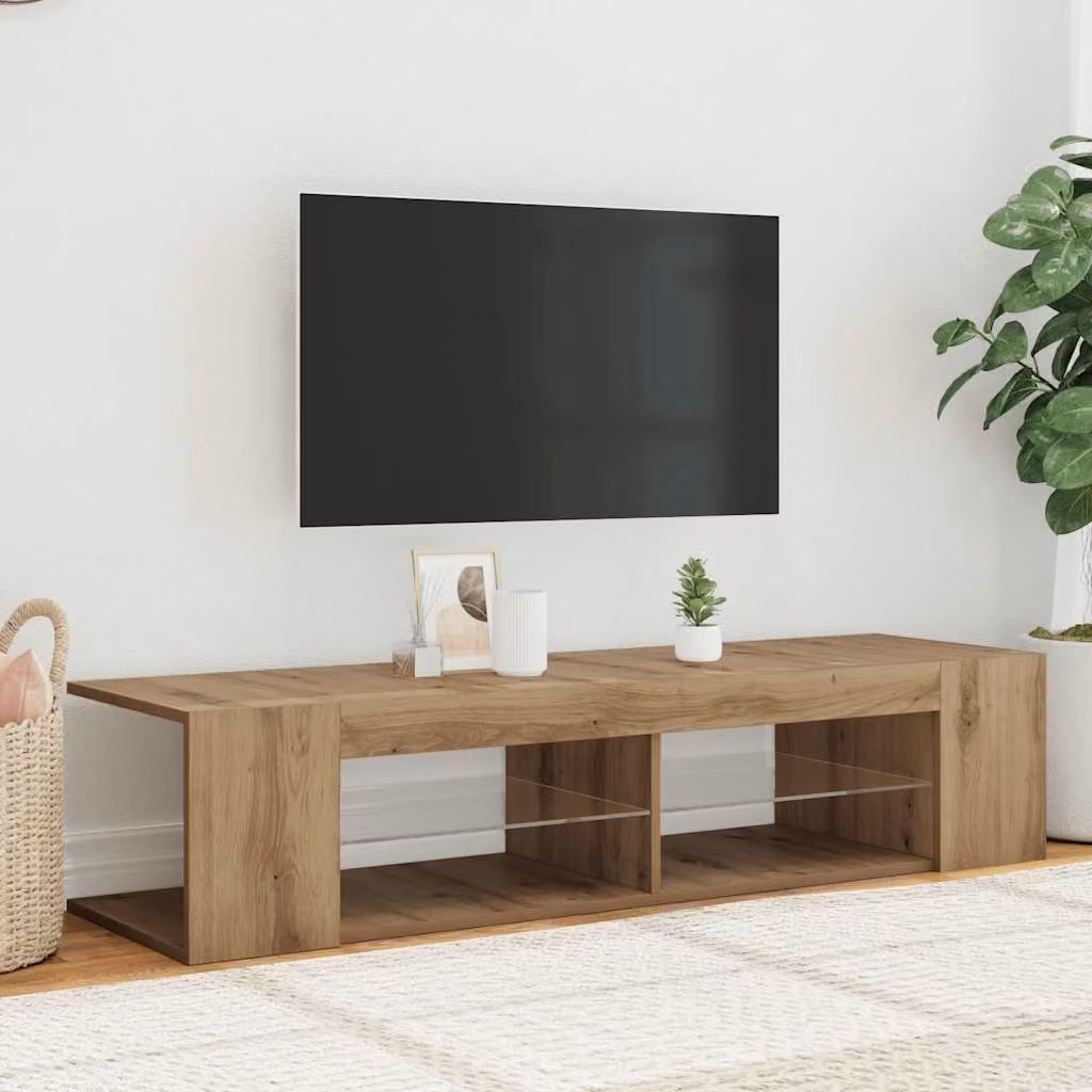 vidaXL Mobile Porta TV Moderno in Legno Marrone con Illuminazione LED Integrata L 90 cm x P 39 cm x H 30 cm