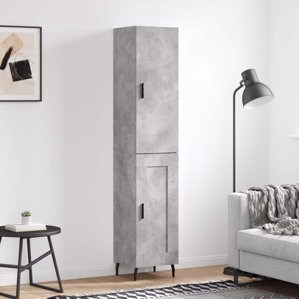 Credenza moderna vidaXL in legno e metallo grigio, L/P/H: 34,5 x 34 x 180 cm