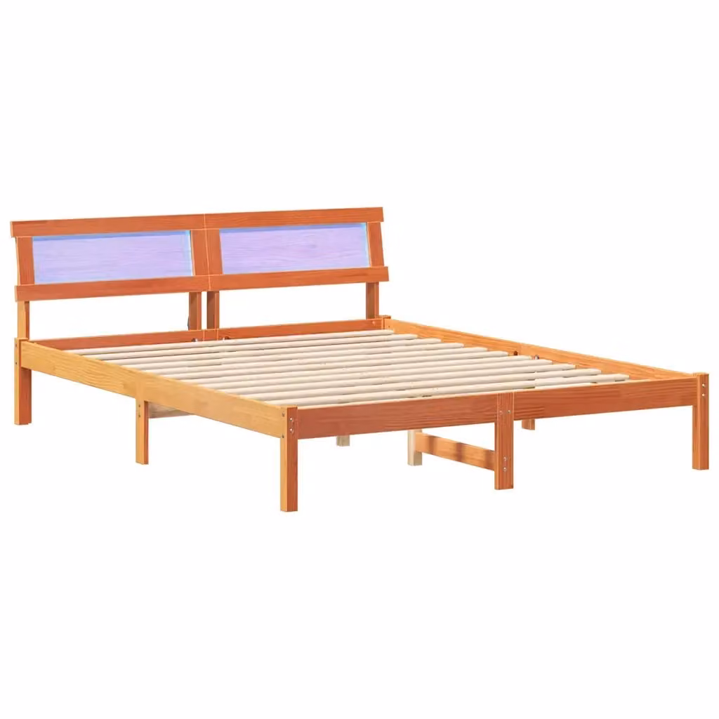 Struttura del letto moderna vidaXL in pino massello marrone cerato L/P/H: 140 x 200 cm – 2