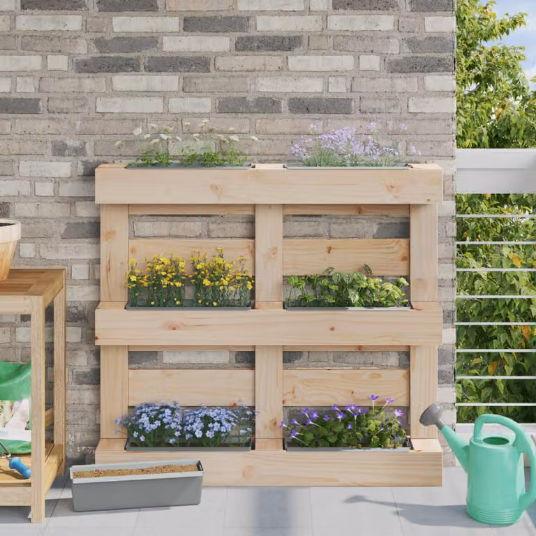 Set di 12 fioriere per Euro pallet vidaXL in plastica, colore grigio chiaro, L 36 cm x P 13,5 cm x H 9,5 cm