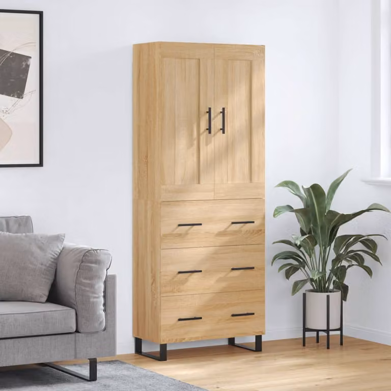 Credenza moderna vidaXL in rovere color marrone con ante a battente, L/P/H: 69,5 x 34,0 x 180,0 cm