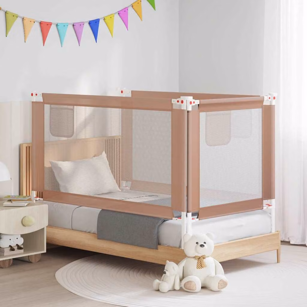 Sponda Letto di Sicurezza per Bambini vidaXL Talpa in Tessuto Beige L: 150 cm, H: 25 cm