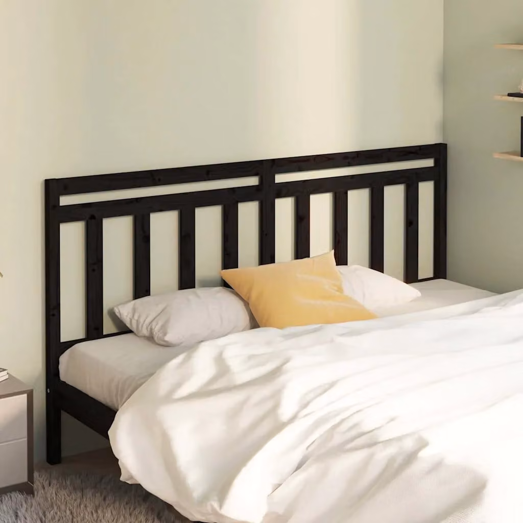 Testiera per letto vidaXL in legno massello di pino nero, L: 206 cm, P: 4 cm, H: 100 cm