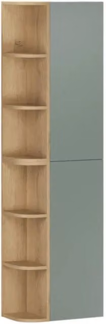 Mobili modulari di stoccaggio OSTER 45cm – mobili sospesi verde salvia 1 porta e 6 nicchie arrotondate in rovere chiaro