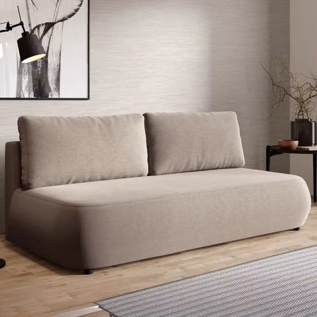 Divano Letto 2 Posti con Contenitore Brugnato DMORA Beige Chiaro L: 210 cm, P: 106 cm – 1