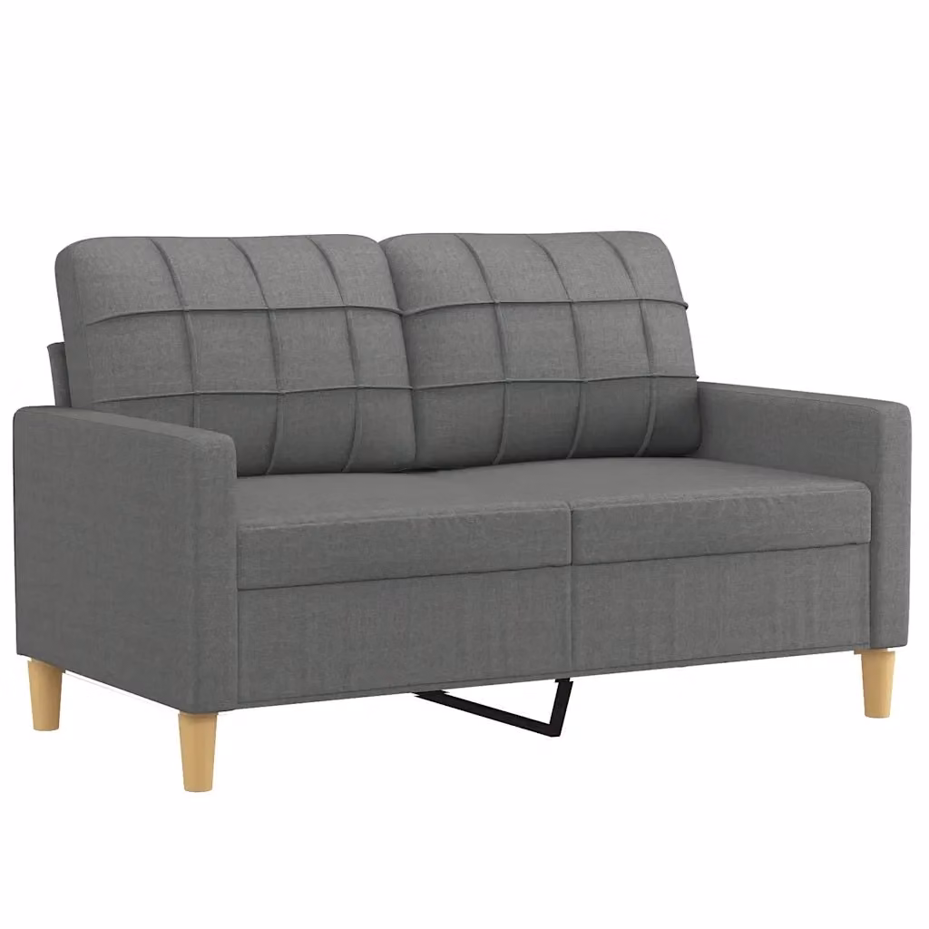 Divano Moderno a 2 Posti vidaXL in Tessuto Grigio con Struttura in Metallo L: 138 cm, P: 80 cm, H: 77 cm – 2