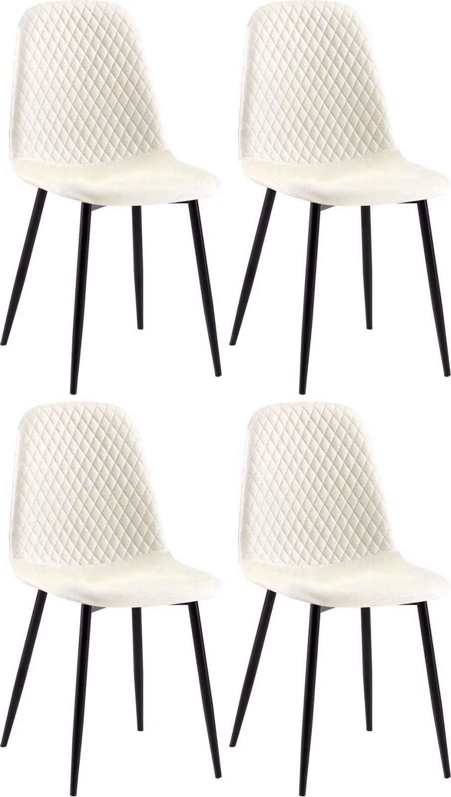 set di 4 sedie da pranzo - Aggiornato - Di facile manutenzione - Design | Colore: crema | Materiale: polvere