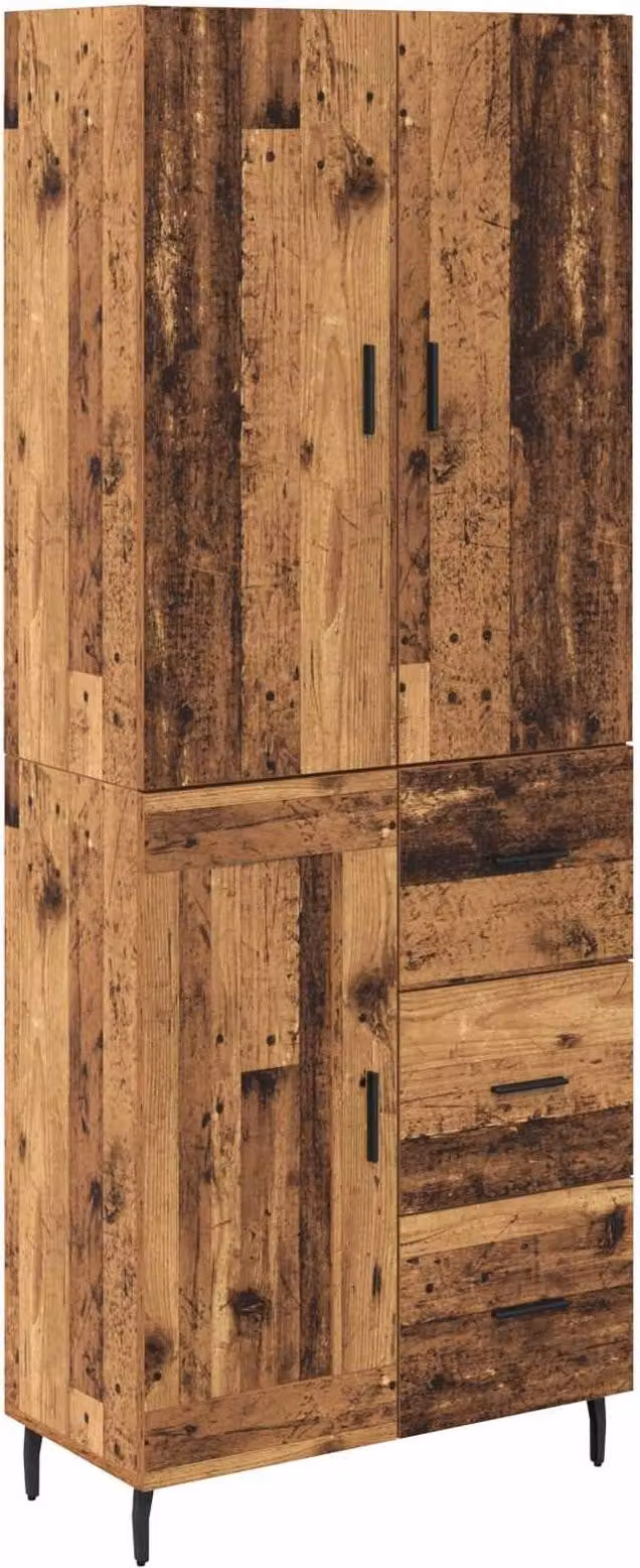 Credenza 2 pcs Legno vecchio Legno Stratificato e Vetro
