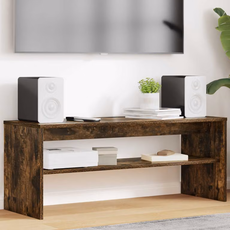 Mobile TV moderno vidaXL in legno ingegnerizzato color rovere fumo marrone L 100 x P 35 x H 40 cm