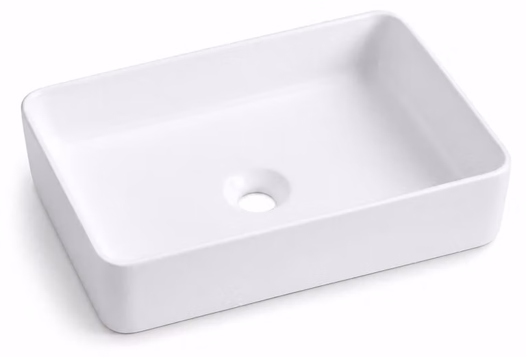 Lavabo da appoggio, dimensioni 11x50x35 cm, bianco, in Vetroceramica con effetto lotus