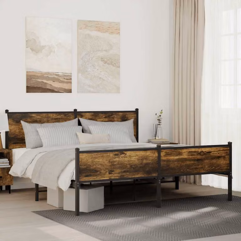 Giroletto in metallo e legno vidaXL colore rovere fumo L: 160 cm, P: 200 cm, H: 91,5 cm