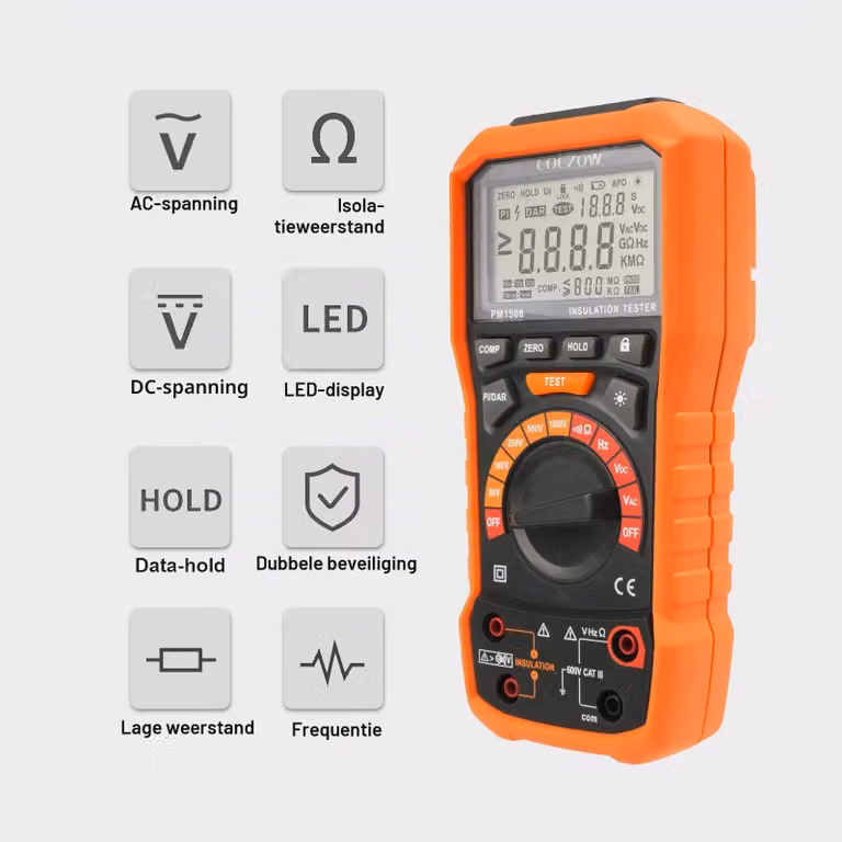 Tester per la resistenza di isolamento, 1000V, 100 GΩ, con misurazione PI/DAR e display LCD