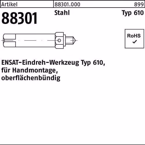Utensile di inserimento R 88301 tipo 610 M3 acciaio 1 pezzo ENSAT