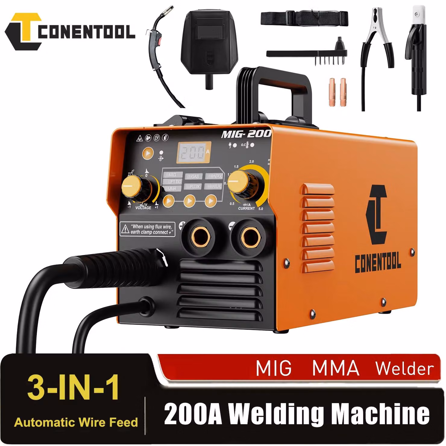 Saldatrice MIG 200A - Potenza: 200 W - Peso: 7 kg - Tecnologia inverter