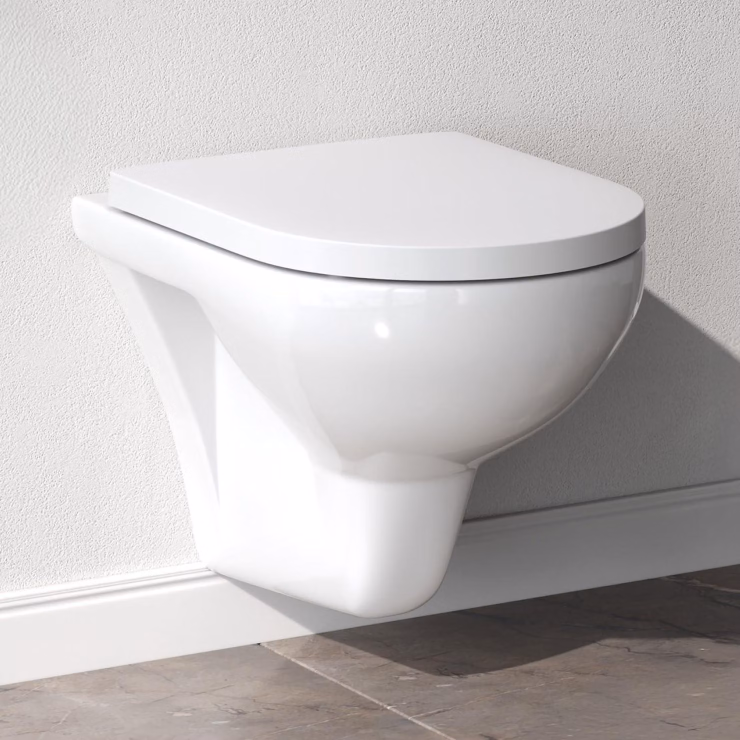 Water WC sospeso con sistema di chiusura ammortizzata, bianco