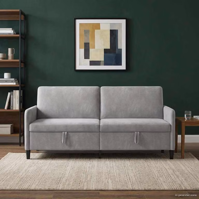 Divano con contenitore e funzione letto vidaXL in tessuto grigio e nero, design moderno e lineare per il tuo soggiorno, L: 192 cm, P: 78 cm, H: 87 cm