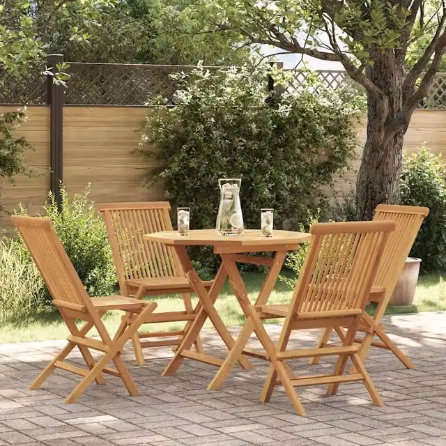 Set da Pranzo da Giardino 5 pz in Legno Massello di Teak 3059581