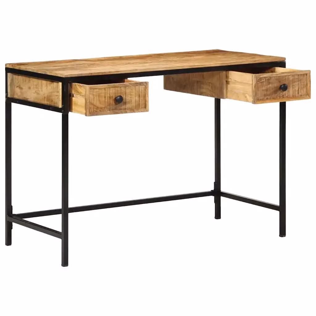 Scrivania in legno di mango stile rustico marrone vidaXL L/P/H: 105 x 50 x 75 cm – 2