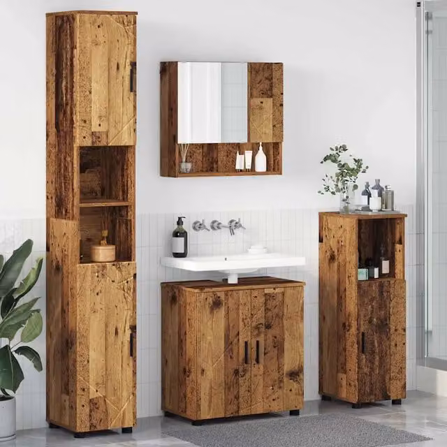 Set di mobili per il bagno 4 pz Legno vecchio 61 x 35 x 64 cm 3392971