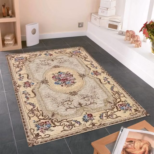 Tappeto Pierre Tappeti Aubusson Beige in Ciniglia Lavabile e Antiscivolo L: 200 cm, P: 280 cm