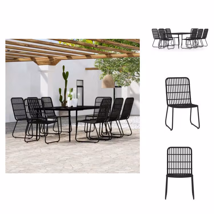 vidaXL Set da pranzo da giardino 9 pezzi nero - Set di mobili da giardino