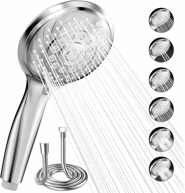 Set doccia da 1,5 metri, con 6 diverse tipologie di getto, cromato, per uso domestico