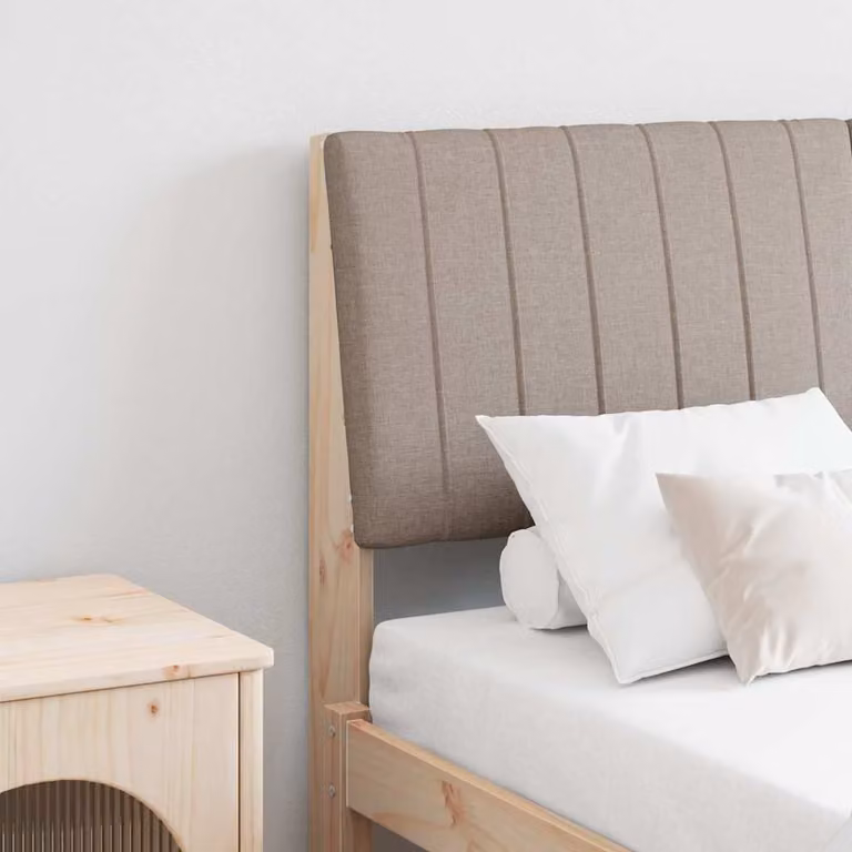 Testiera imbottita Talpa vidaXL in pino massello beige, Larghezza: 135 cm