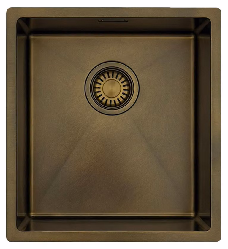 Lavello da cucina 36x40 cm, finitura bronzo anticato, da incasso, modello Pure.Sink Luxion