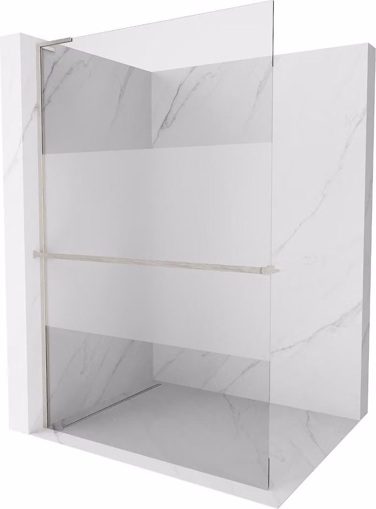 Mexen Kioto+ L pannello doccia con ripiano Walk-in 120 x 200 cm, trasparente/brina, nichel spazzolato - 800-120-123-97-35