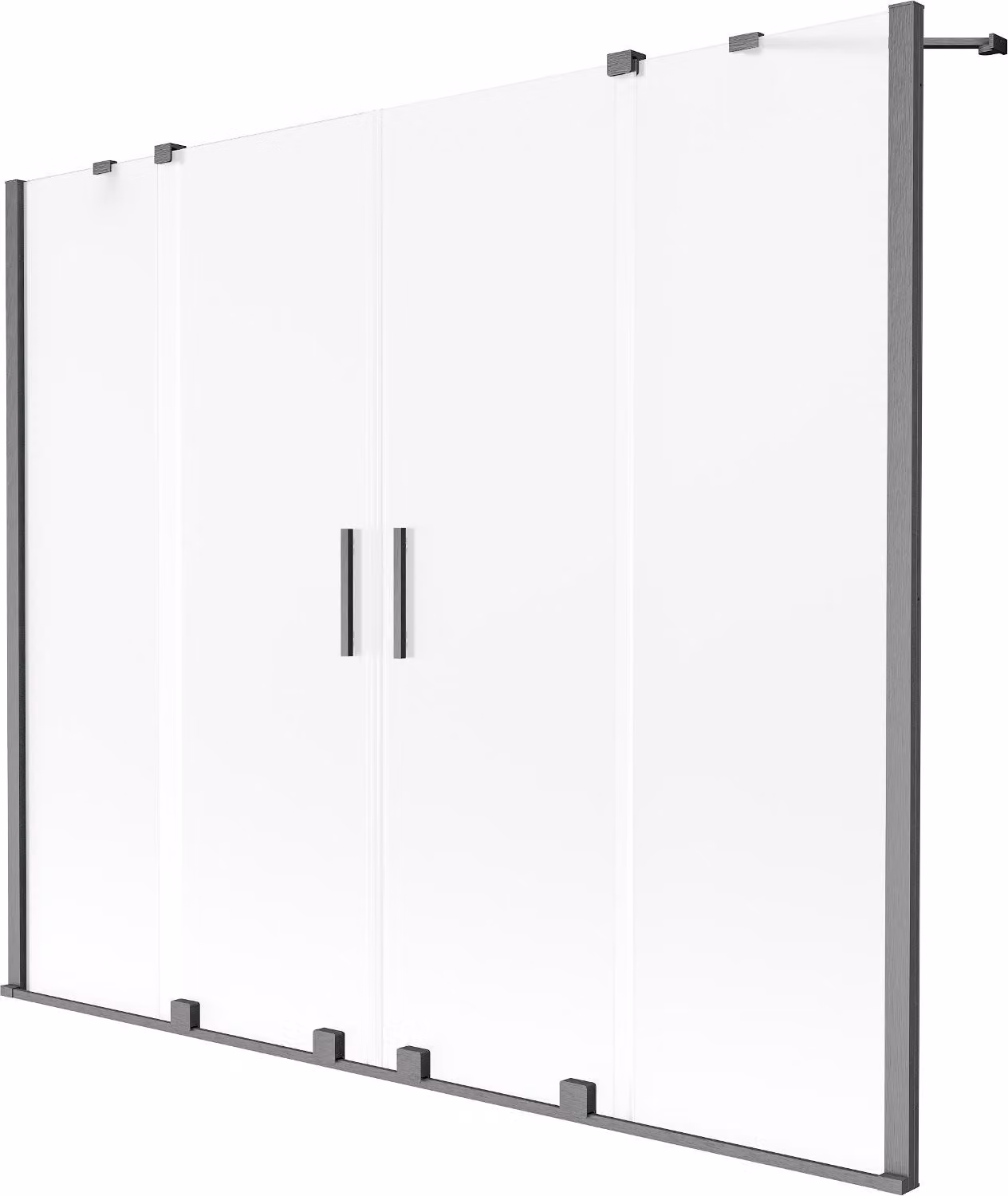 Mexen Velar Duo paravento per vasca da bagno a 2 ante scorrevoli 200 x 150 cm, smerigliato, grigio canna di fucile spazzolato