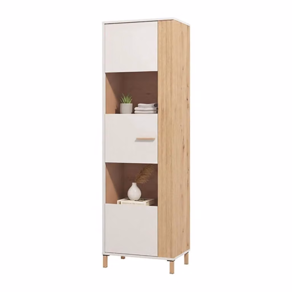 Mobile Espositore DMORA Mondaino con Ante in Vetro e Ripiani Interni, Colore Marrone Rovere, L/P/H: 59.5 x 40 x 192.5 cm – 2