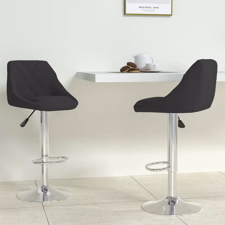 Set di 2 sgabelli da bar vidaXL in velluto nero con base girevole a 360 gradi