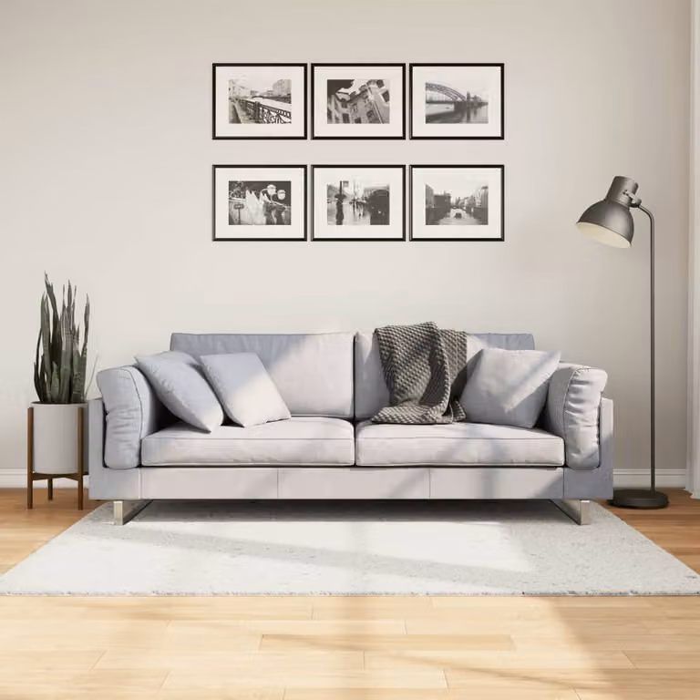 vidaXL Tappeto OVIEDO a Pelo Corto Quadrato Beige/Bianco L/P: 120 x 120 cm