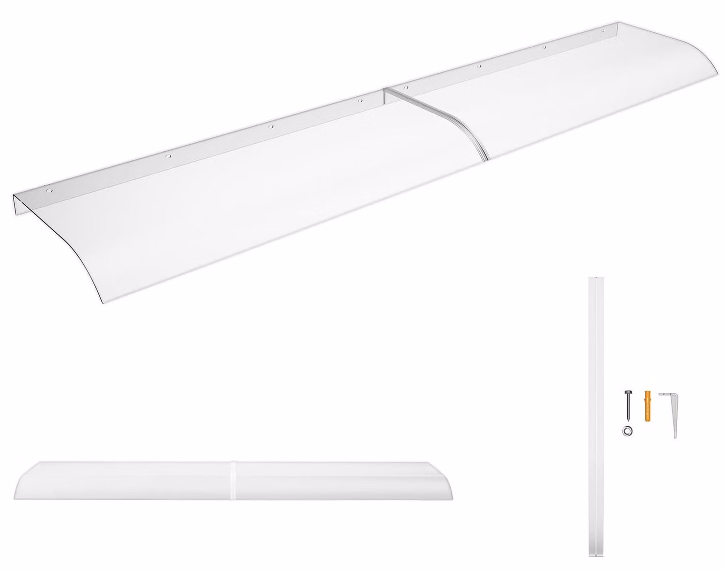 Tettoia trasparente PET - 3,5 mm - 50 x 240 cm - Protezione UV - Per porta d'ingresso e finestra