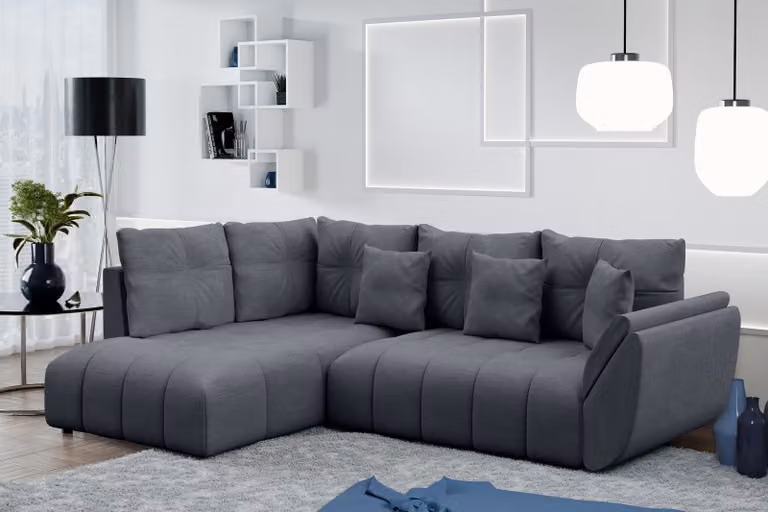 AX LIVING Divano angolare Corleone L con funzione letto, grigio 268 cm