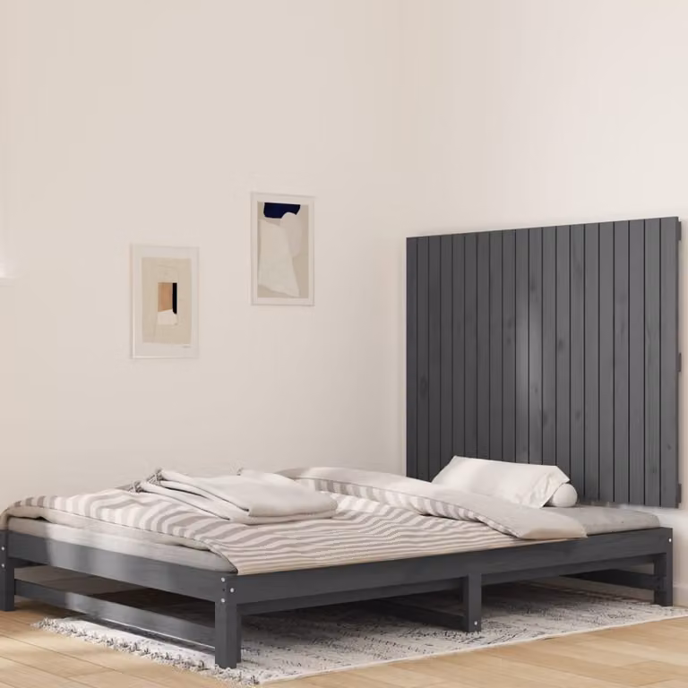 Testiera da parete vidaXL in legno massello di pino grigio L: 127,5 cm, P: 3 cm, H: 90 cm