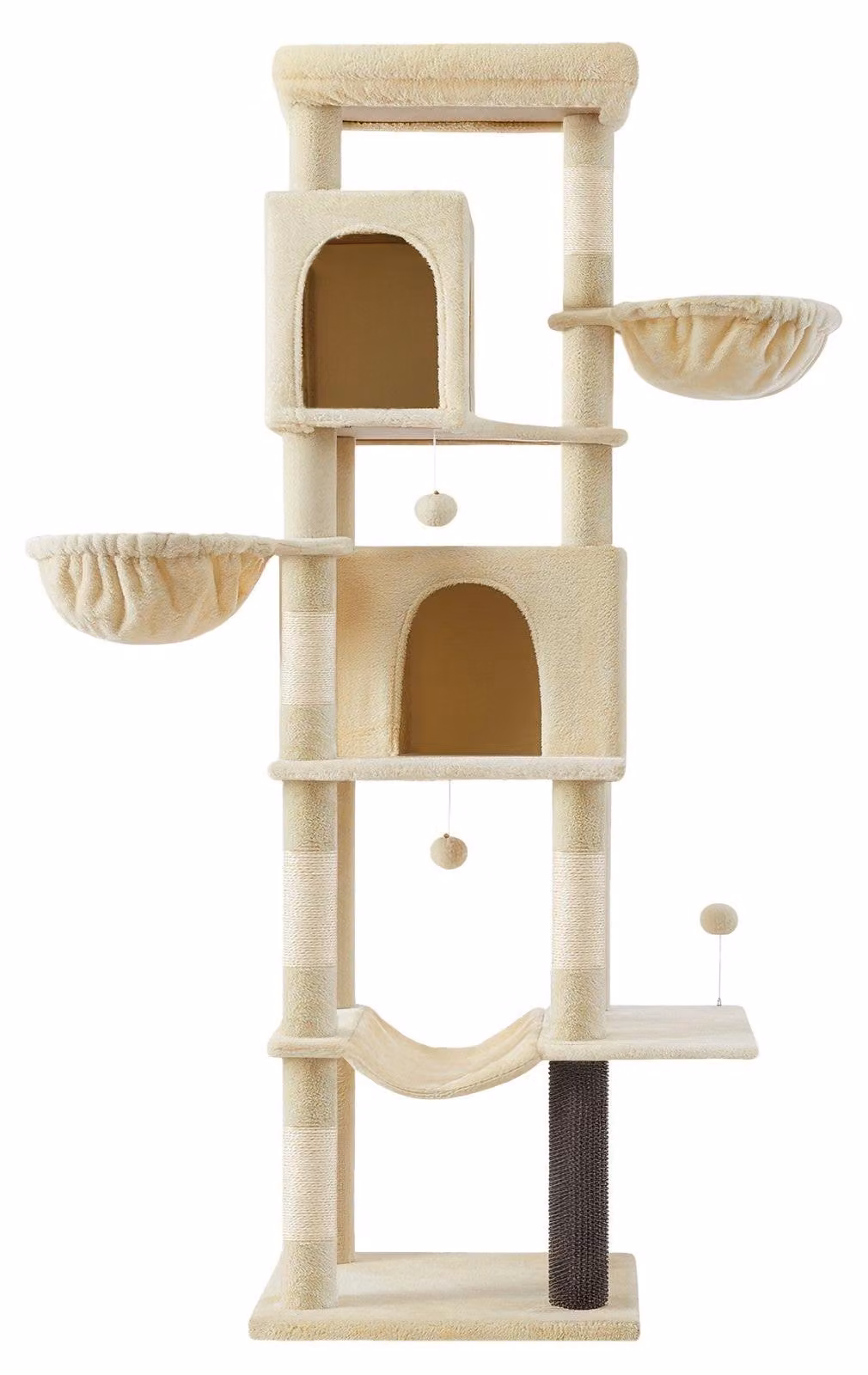Albero per gatti alto 190 cm con 2 tane | Beige | 48x59x190 cm