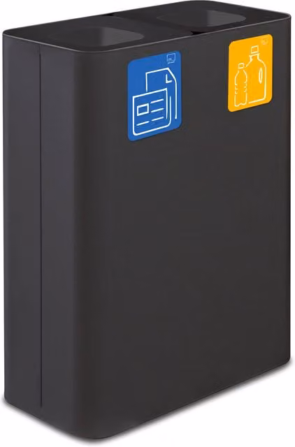 Pattumiera Sistema di Raccolta Rifiuti 60x30xh80 cm In Acciaio Verniciato Doppio Scomparto Nero