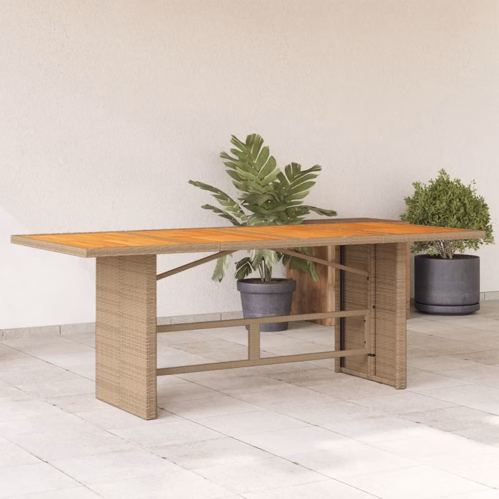 Maison Exclusive - Tavolo da giardino con piano in legno di acacia, dimensioni 190x80x74 cm, struttura in rattan sintetico